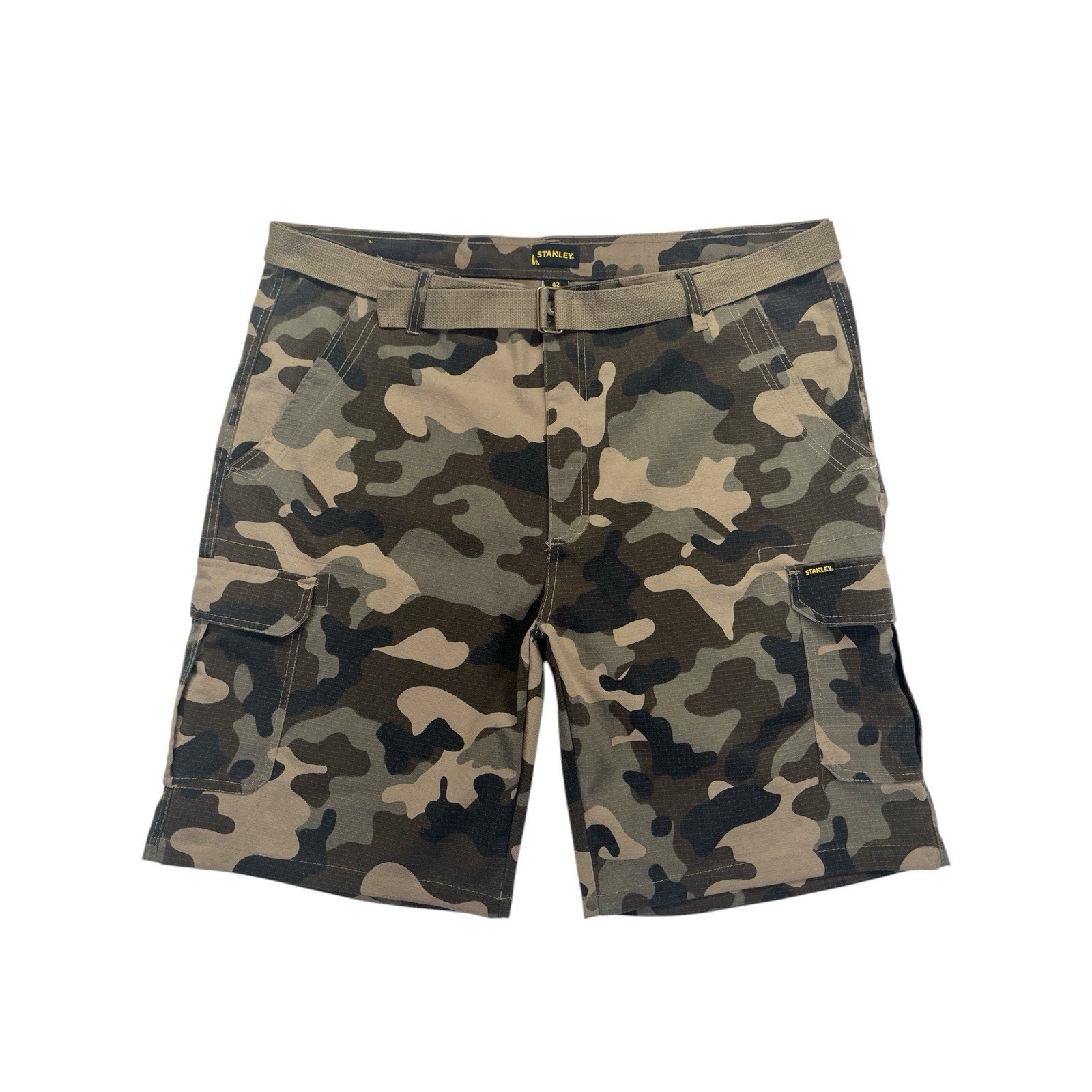 Stanley Men’s Camo Cargo Shorts Size 42 Belted Utility Workwear